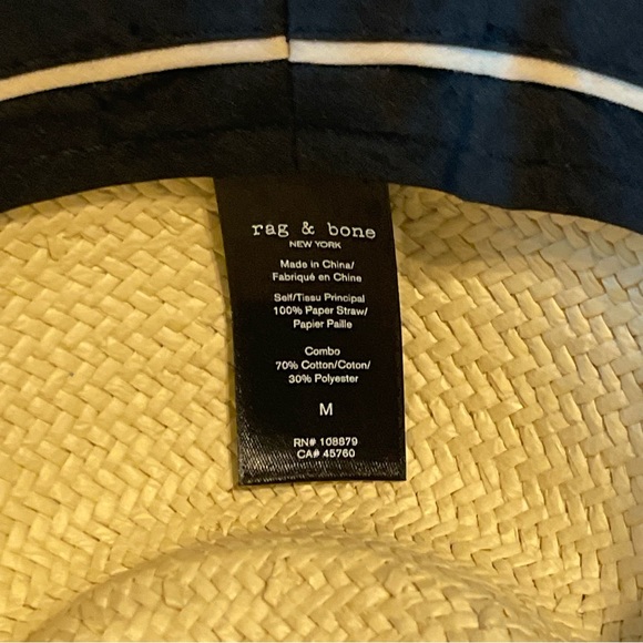 Rag & bone Packable Net Band Straw Fedora Hat Size Medium - Picture 8 of 9